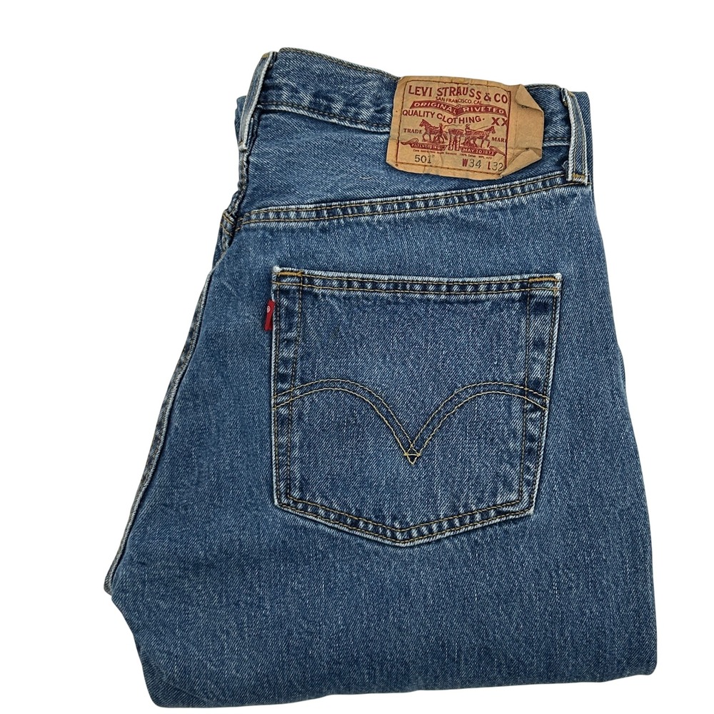 Levi's 501 Original Jeans Mens 32x31 Blue Straight Leg Button Fly Denim Pants